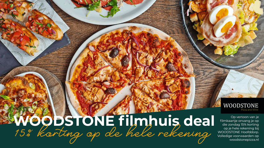 NIEUW: Film & Pizza – 15% korting bij Woodstone
